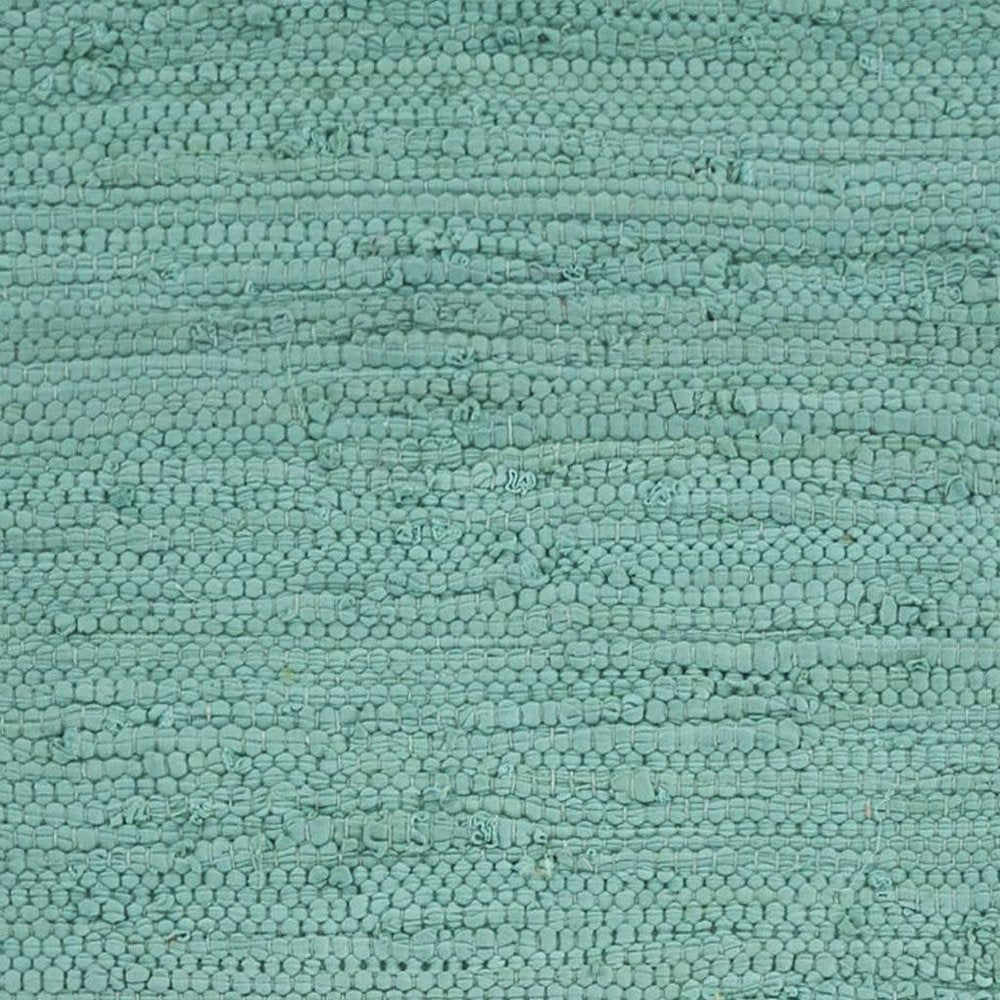 19" Set of Four Turquoise and Natural Solid With Border Cotton Placemats HomeRoots