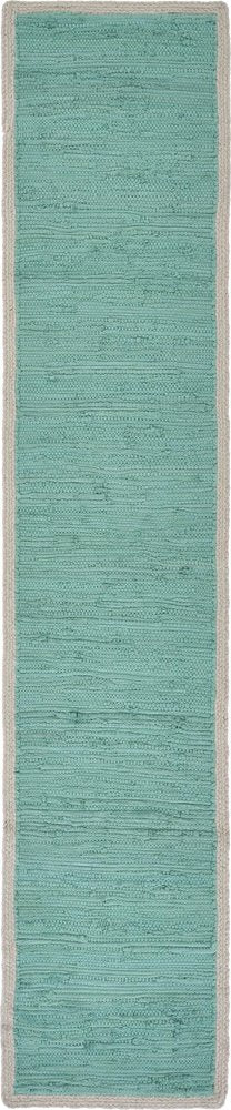 19" Set of Four Turquoise and Natural Solid With Border Cotton Placemats HomeRoots