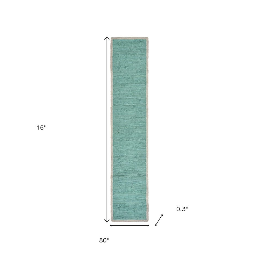 19" Set of Four Turquoise and Natural Solid With Border Cotton Placemats HomeRoots