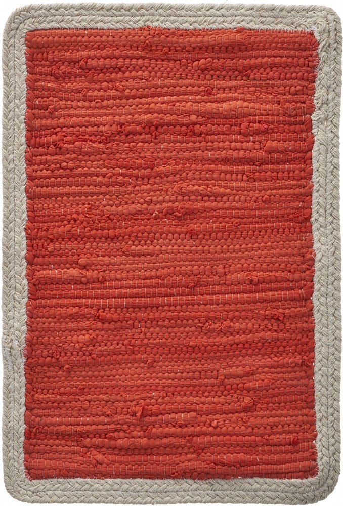 19" Set of Four Orange And Natural Solid With Border Cotton Placemats HomeRoots