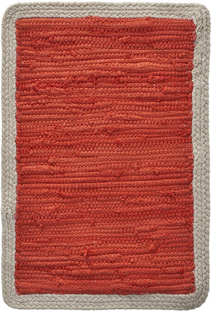 19" Set of Four Orange And Natural Solid With Border Cotton Placemats HomeRoots