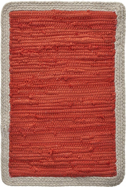 19" Set of Four Orange And Natural Solid With Border Cotton Placemats HomeRoots