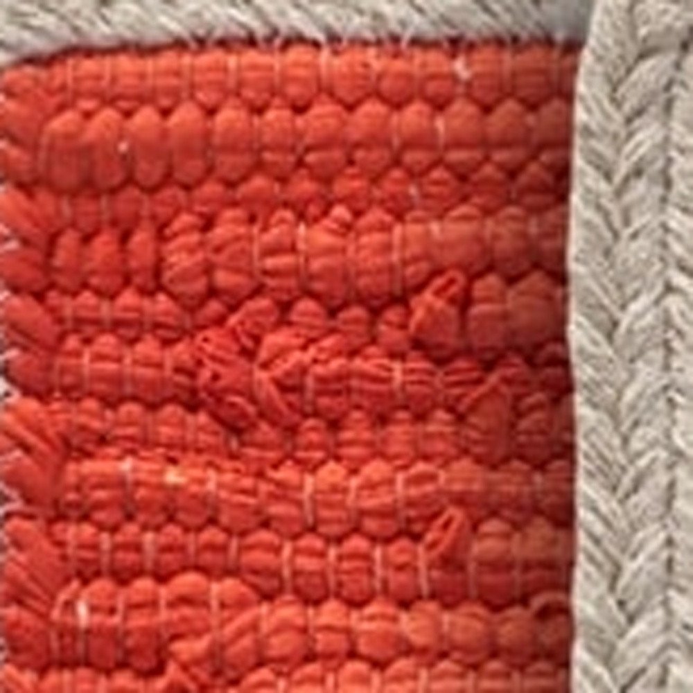 19" Set of Four Orange And Natural Solid With Border Cotton Placemats HomeRoots