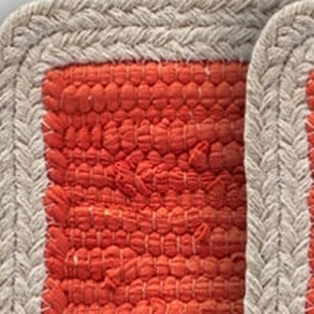 19" Set of Four Orange And Natural Solid With Border Cotton Placemats HomeRoots