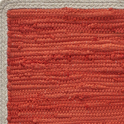 19" Set of Four Orange And Natural Solid With Border Cotton Placemats HomeRoots