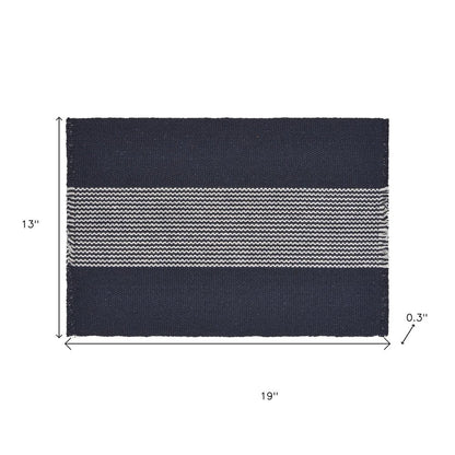 19" Set of Four Navy Blue And White Striped Cotton Placemats HomeRoots