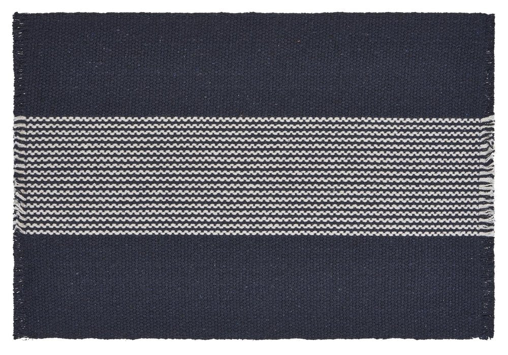 19" Set of Four Navy Blue And White Striped Cotton Placemats HomeRoots