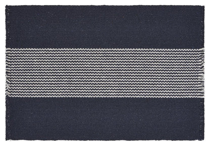 19" Set of Four Navy Blue And White Striped Cotton Placemats HomeRoots