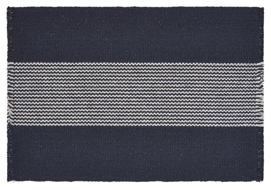 19" Set of Four Navy Blue And White Striped Cotton Placemats HomeRoots