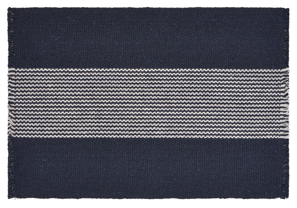 19" Set of Four Navy Blue And White Striped Cotton Placemats HomeRoots