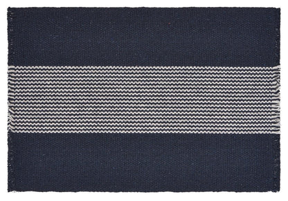 19" Set of Four Navy Blue And White Striped Cotton Placemats HomeRoots