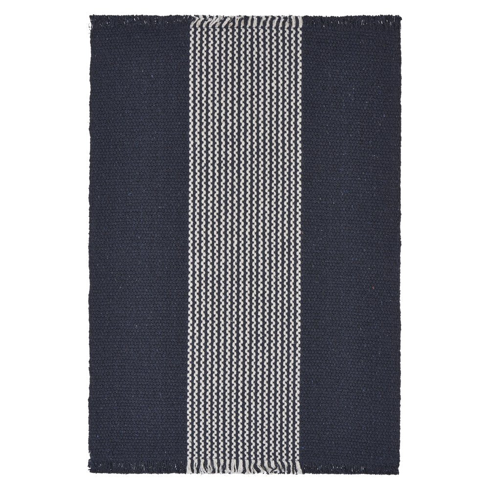 19" Set of Four Navy Blue And White Striped Cotton Placemats HomeRoots