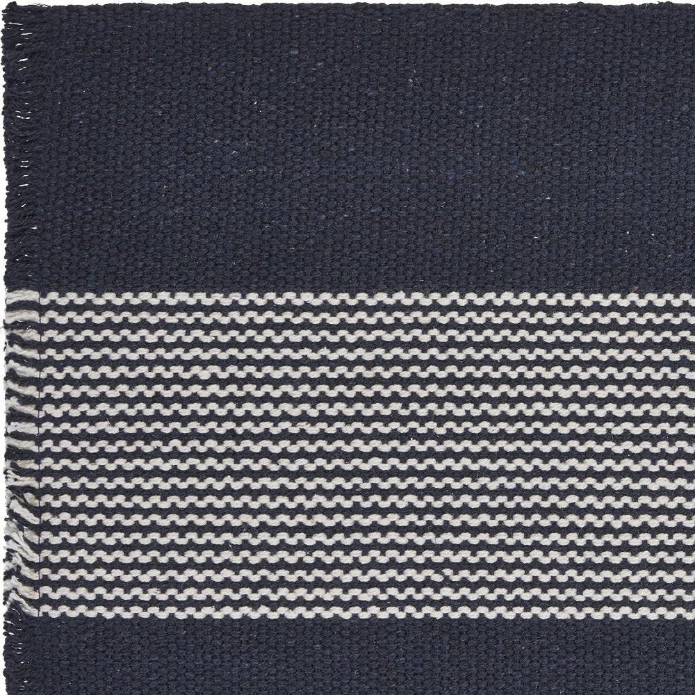 19" Set of Four Navy Blue And White Striped Cotton Placemats HomeRoots