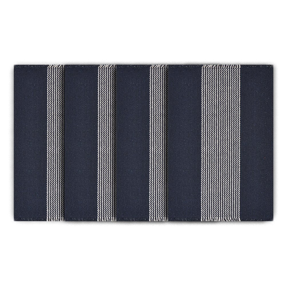 19" Set of Four Navy Blue And White Striped Cotton Placemats HomeRoots