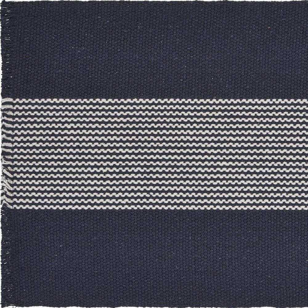19" Set of Four Navy Blue And White Striped Cotton Placemats HomeRoots