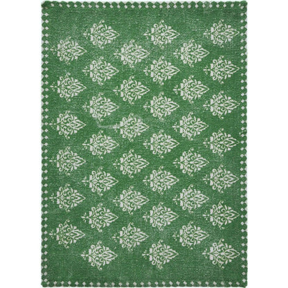 19" Set of Four Green And Cream Geometric Medallion Cotton Placemats HomeRoots