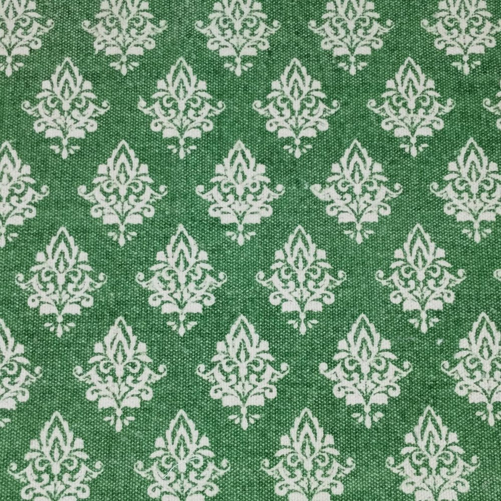 19" Set of Four Green And Cream Geometric Medallion Cotton Placemats HomeRoots