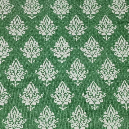 19" Set of Four Green And Cream Geometric Medallion Cotton Placemats HomeRoots