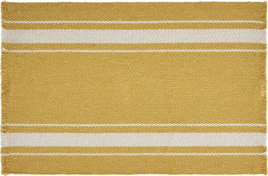 19" Set of Four Yellow And White Striped Cotton Placemats HomeRoots
