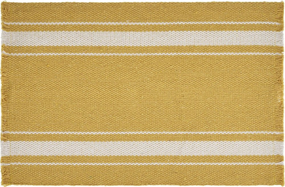 19" Set of Four Yellow And White Striped Cotton Placemats HomeRoots