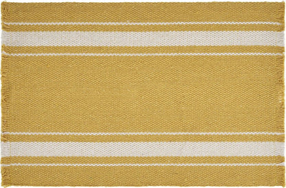 19" Set of Four Yellow And White Striped Cotton Placemats HomeRoots