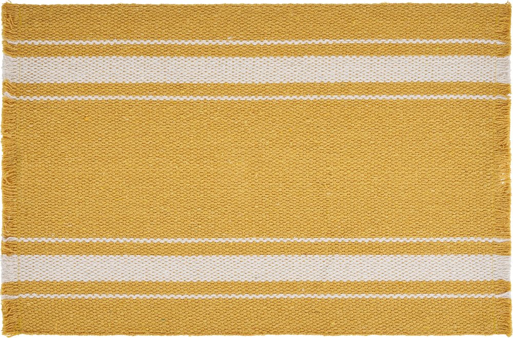 19" Set of Four Yellow And White Striped Cotton Placemats HomeRoots