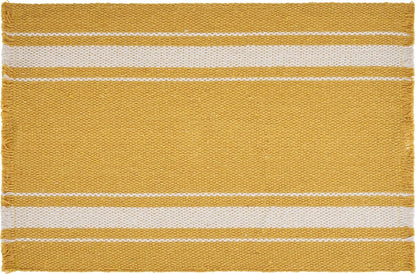 19" Set of Four Yellow And White Striped Cotton Placemats HomeRoots
