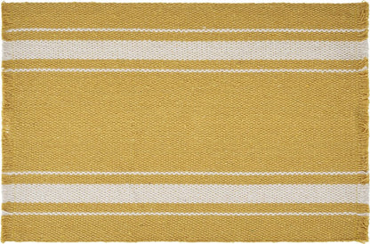 19" Set of Four Yellow And White Striped Cotton Placemats HomeRoots