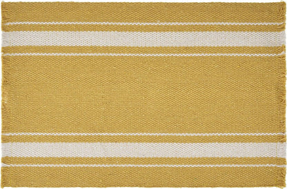 19" Set of Four Yellow And White Striped Cotton Placemats HomeRoots