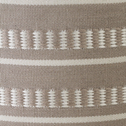20" Brown Polyester Round Striped Indoor Outdoor Pouf Ottoman HomeRoots