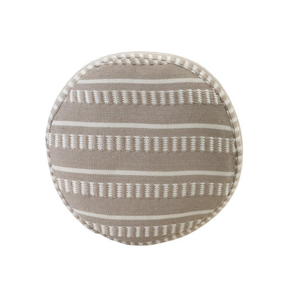 20" Brown Polyester Round Striped Indoor Outdoor Pouf Ottoman HomeRoots