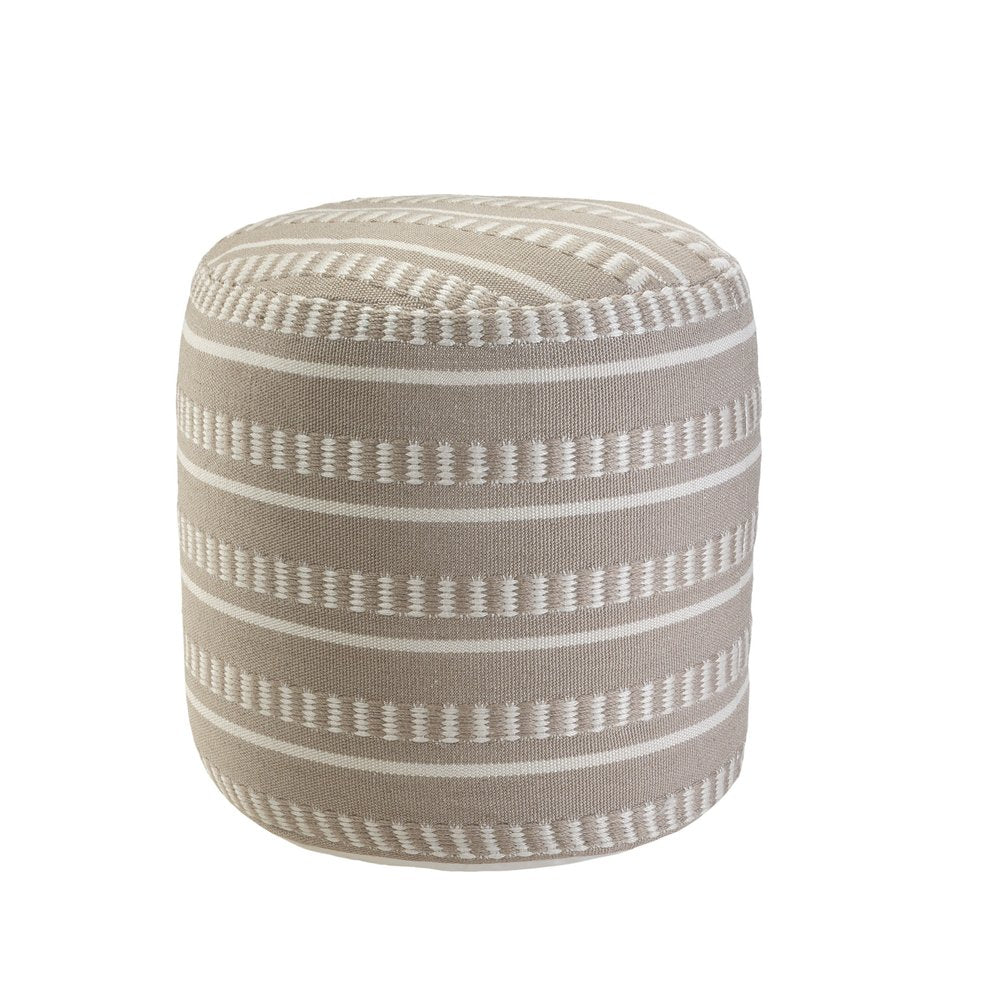 20" Blue Polyester Round Striped Indoor Outdoor Pouf Ottoman HomeRoots