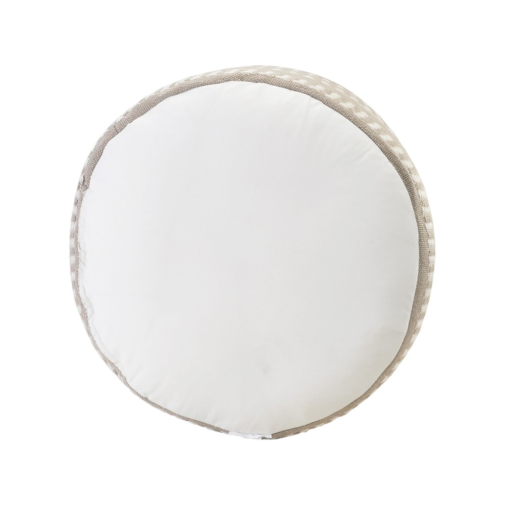 20" Brown Polyester Round Striped Indoor Outdoor Pouf Ottoman HomeRoots