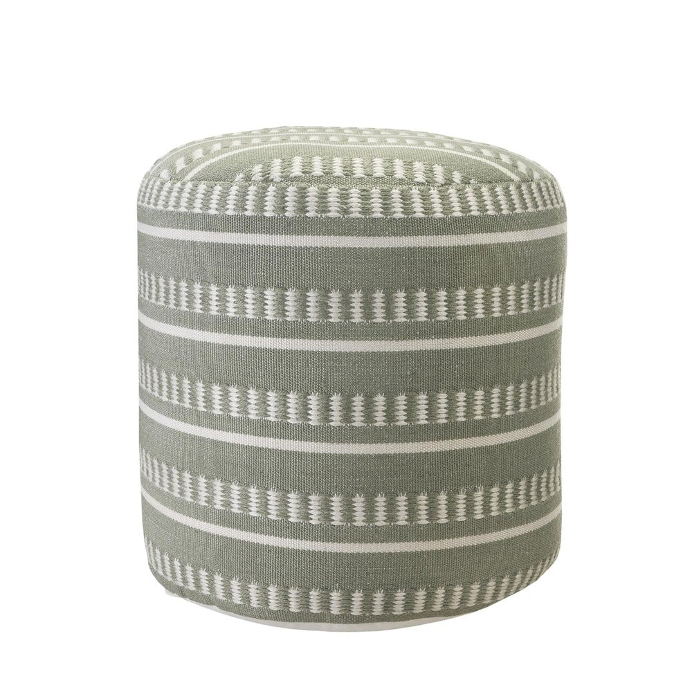 20" Blue Polyester Round Striped Indoor Outdoor Pouf Ottoman HomeRoots