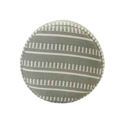 20" Blue Polyester Round Striped Indoor Outdoor Pouf Ottoman HomeRoots