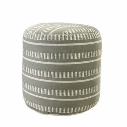 20" Blue Polyester Round Striped Indoor Outdoor Pouf Ottoman HomeRoots