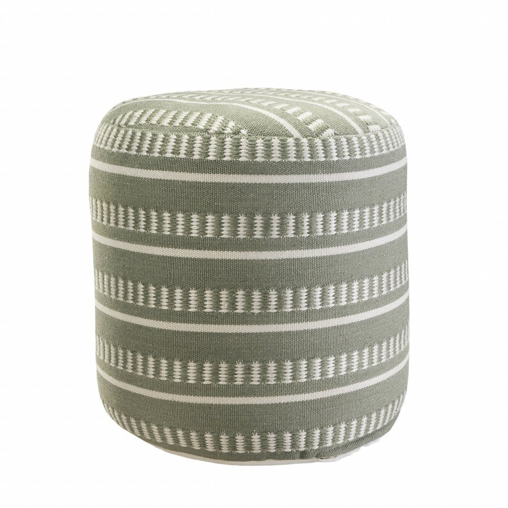 20" Blue Polyester Round Striped Indoor Outdoor Pouf Ottoman HomeRoots
