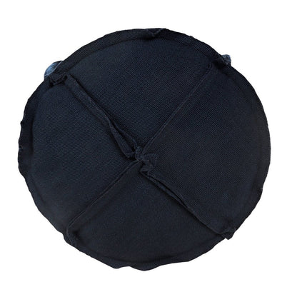 20" Blue Polyester Round Patchwork Indoor Outdoor Pouf Ottoman HomeRoots