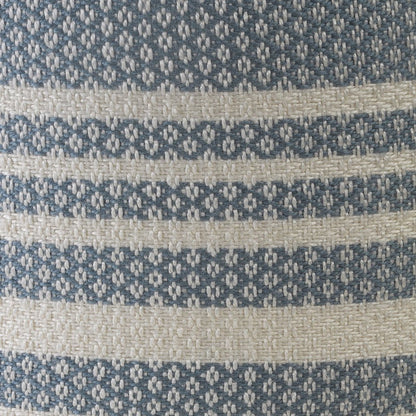 20" Blue Polyester Round Striped Indoor Outdoor Pouf Ottoman HomeRoots