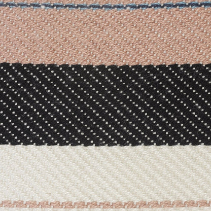 20" White Polyester Striped Indoor Outdoor Pouf Ottoman HomeRoots