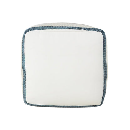 20" White Polyester Striped Indoor Outdoor Pouf Ottoman HomeRoots