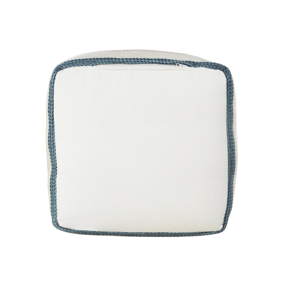 20" White Polyester Striped Indoor Outdoor Pouf Ottoman HomeRoots