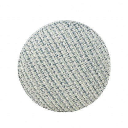 20" Blue Polyester Round Geometric Indoor Outdoor Pouf Ottoman HomeRoots