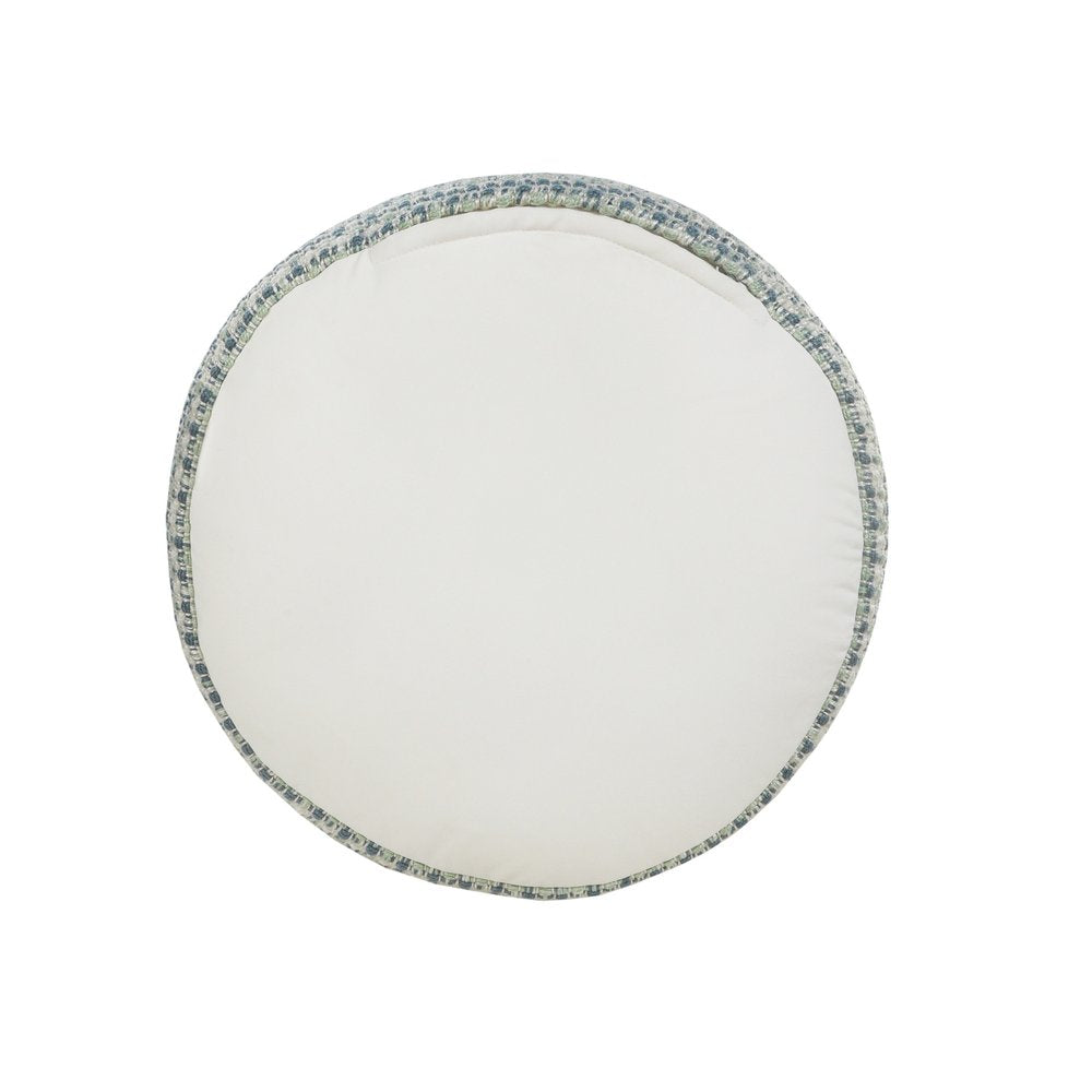 20" Blue Polyester Round Geometric Indoor Outdoor Pouf Ottoman HomeRoots