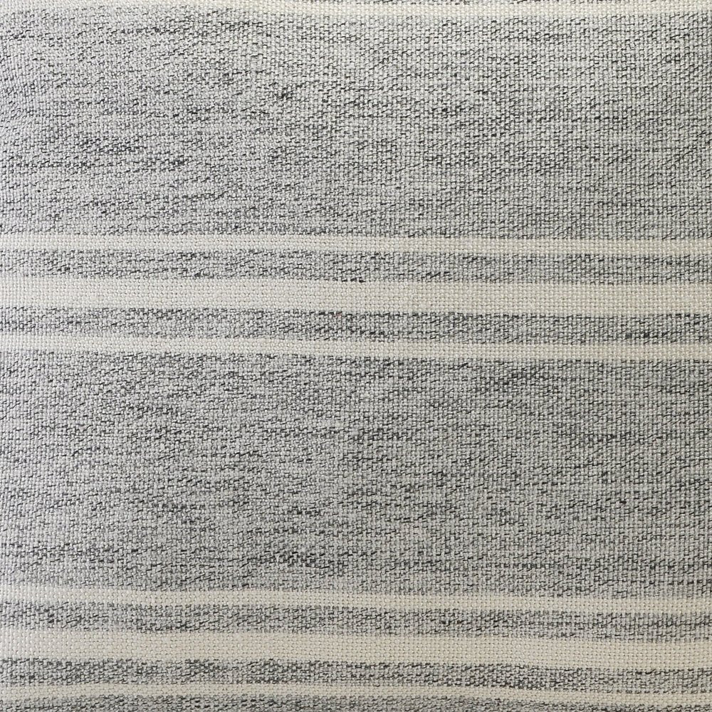 18" Gray Polyester Round Striped Indoor Outdoor Pouf Ottoman HomeRoots