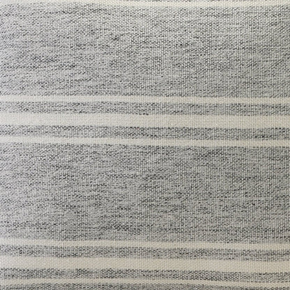 18" Gray Polyester Round Striped Indoor Outdoor Pouf Ottoman HomeRoots