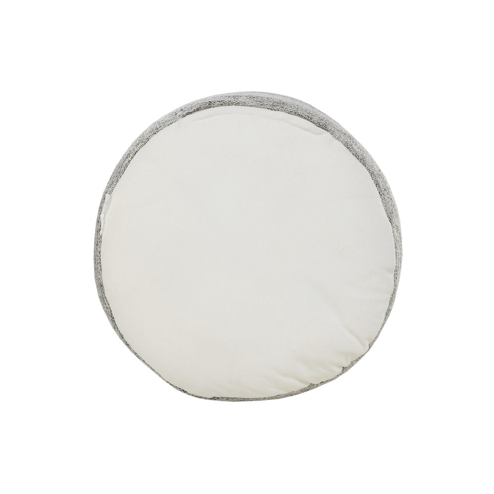 18" Gray Polyester Round Striped Indoor Outdoor Pouf Ottoman HomeRoots