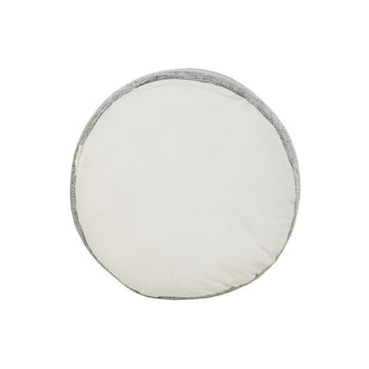 18" Gray Polyester Round Striped Indoor Outdoor Pouf Ottoman HomeRoots