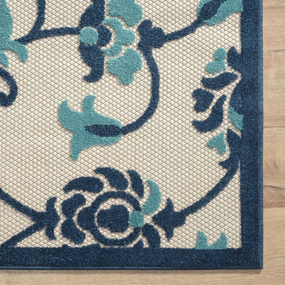 5' X 8' Blue And Orange Floral Non Skid Indoor Outdoor Area Rug — view 13