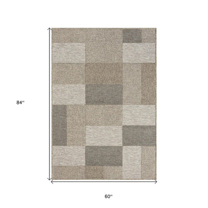 5' X 7' Gray Geometric Handmade Indoor Outdoor Area Rug HomeRoots